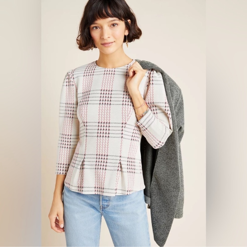 Dolan Anthropology Left Coast Structured Plaid Top Large